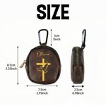 Sac de rangement pour chapelet en cuir PU avec nom et clip de suspension Usage quotidien Cadeau religieux de baptême pour chrétiens
