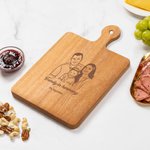 Gepersonaliseerde Gegraveerde Foto Design Charcuterie Snijplank met Tekst en Handvat Keuken Decor Housewarming Gift voor Familie Vriend