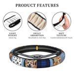 Personalisierte 3 Haustier Foto Plaid Design Auto-Lenkrad-Abdeckung mit Namen Geburtstag Jahrestag Geschenk für Tierliebhaber Autobesitzer