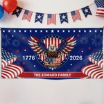 Personalised 250th Anniversary American Flag Fireworks Eagle Party Banner with Text Independence Day Gift for American