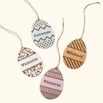 Personalized Egg Shape Easter Basket Tags Wooden Ornament Home Decoration with Engraved Name Easter Gift for Kids