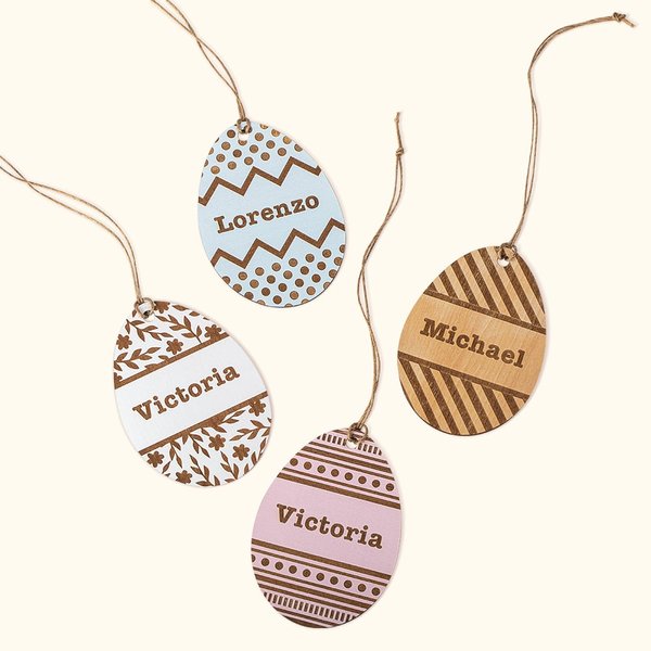 Plaque Œuf de Pâques en Bois Décoration Personnalisée avec Nom Gravé Cadeau de Pâques pour Enfant