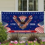 Personalised 250th Anniversary American Flag Fireworks Eagle Party Banner with Text Independence Day Gift for American