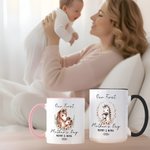 Personalised Heart Wreath Cute Mom-Kid Animals Ceramic Coffee Mug with Text and Coaster Daily Use First Mother's Day Gift for Mom