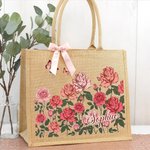 Personalisierte Jute Tasche mit Blütenpracht-Design und Namen | große Kapazität | Tote Bag | Muttertag Geburtstag Geschenk für Frauen