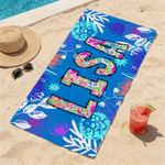 Personalisierte Toile De Jouy Graffiti Floral Quick Dry Oversized Strandtuch mit Namen Sommer Urlaub Reise Essentials Geburtstag Geschenk für Freund Familie