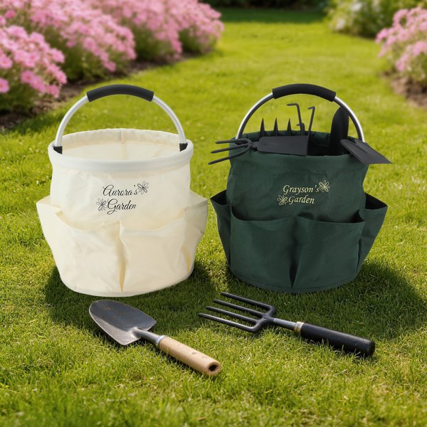Bolsa de jardinería impermeable plegable personalizada con nombre Flor de hoja Cumpleaños Jubilación Día de la Madre Día del Padre Regalo para madre padre