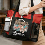 Personlig Bow Flower Large Oxford Tote Bag med namn Födelsedag Mors dag Present till mamma mormor