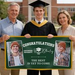 Personalized Multicolour Congratulations Photos Banner with Name Text and School Name Party Backdrop Decor Class of 2026 Graduation Gift for Graduates