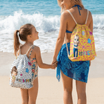 Personalizzato colorato personaggio dei cartoni animati stelle coulisse borsa con nome attività all'aperto spiaggia festa di compleanno regalo per le ragazze donne Besties