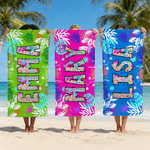 Personalisierte Toile De Jouy Graffiti Floral Quick Dry Oversized Strandtuch mit Namen Sommer Urlaub Reise Essentials Geburtstag Geschenk für Freund Familie