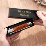 Personalised Wooden Stainless Steel Foldable Men's Beard Comb with Engraving Name Text and Gift Box Father's Day Wedding Gift for Groomsmen Fathers