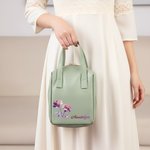 Personnalisé Aquarelle Fleur Naissance PU Leather Handheld Makeup Bag with Name Birthday Anniversary Gift for Woman Girlfriend Sister