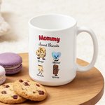 Personalisierte 1-10 Cartoon Cookie Wafer 11oz 15oz Keramik-Kaffeebecher mit Namen und Titel Muttertag Geburtstag Geschenk für Mama Oma