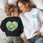 Personalised Cute Cartoon Otter Heart Multicolor Soft T-shirt Sweatshirt with Name and Title Mother's Day Birthday Gift for Mom Grandmother Family