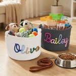 Personalised Cotton Rope Dog Cat Toy Storage Basket with Name and Pattern Pet Birthday Anniversary Gift for Pet Owner Lover