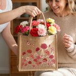 Personalisierte Jute Tasche mit Blütenpracht-Design und Namen | große Kapazität | Tote Bag | Muttertag Geburtstag Geschenk für Frauen