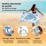 Serviette de plage en microfibre personnalisée avec nom et motif tortue de mer - Cadeau d'anniversaire pour la famille et les amis