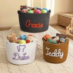 Personalised Cotton Rope Dog Cat Toy Storage Basket with Name and Pattern Pet Birthday Anniversary Gift for Pet Owner Lover