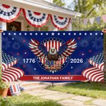 Personalised 250th Anniversary American Flag Fireworks Eagle Party Banner with Text Independence Day Gift for American