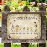 Personalized Duck Family Retro Garden Metal Sign with Name and Text Garden Decoration Mother's Day Birthday Gift for Grandma Mom
