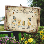 Personalized Duck Family Retro Garden Metal Sign with Name and Text Garden Decoration Mother's Day Birthday Gift for Grandma Mom