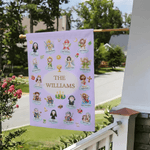 Personlig tecknad heliga helgon i himlen Guardian Garden Flagga med namn Yard Porch Decor Födelsedag Barndag Present för barn kristna
