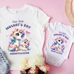 Abiti coordinati per madre e neonato personalizzato in 100% cotone con nome - Regalo per la  prima anno della festa della mamma per famiglia
