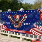 Personalised 250th Anniversary American Flag Fireworks Eagle Party Banner with Text Independence Day Gift for American