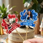 Personalisierte Multicolor Ballon Foto Design Graduierung Cupcake Topper mit Namen und Jahr Party Supplies Graduierung Zeremonie Geschenk für Absolventen