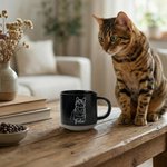 Personalized Line Art Photo Portrait 12 oz Ceramic Coffee Mug with Handle and Name Home Office Drinkware Pet Memorial Gift for Pet Lover
