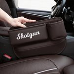 Personalisierte einfache Logo Text PU Leder Autositz Lücke Lagerung Zubehör Auto Dekoration Geburtstagsgeschenk für Autobesitzer