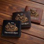 Personalized Treasure's Rest Skeleton Portable PU Leather Wallet with Name Anniversary Birthday Father's Day Gift for Men