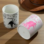 Maceta de cerámica personalizada con retrato de caballo, base de bambú y nombre Regalo de cumpleaños para propietario amante de los caballos