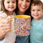 Personlig färgglad oljemålningsstil Hands in Hands 11/15 oz keramisk mugg med namn Daglig användning Mors dag Födelsedagspresent till mor mormor