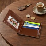 Personalized Treasure's Rest Skeleton Portable PU Leather Wallet with Name Anniversary Birthday Father's Day Gift for Men