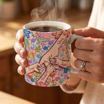 Personlig färgglad oljemålningsstil Hands in Hands 11/15 oz keramisk mugg med namn Daglig användning Mors dag Födelsedagspresent till mor mormor