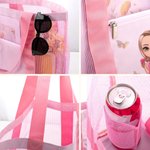 Personalizzato personaggio dei cartoni animati nascita fiore Mesh spiaggia Tote Bag con nome vacanze estive piscina regalo di compleanno per le donne ragazze