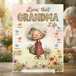 Personlig akvarell mormor tecknad karaktär akrylplatta med namn heminredning mors dag födelsedagspresent till mormor