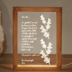 Personalized Handwritten Letter LED Night Light with Text Signature and Wooden Frame Birthday Mother's Day Gift for Mom Grandma