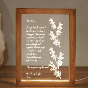 Letra manuscrita personalizada Luz nocturna LED con firma de texto y marco de madera Cumpleaños Día de la Madre Regalo para mamá Abuela