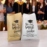 Personalized Grad Cap Smart Cookie Food-Grade Paper Treat Bags with Name Set of 20 Graduation Party Favors Gift for Class of 2026 Graduates Seniors