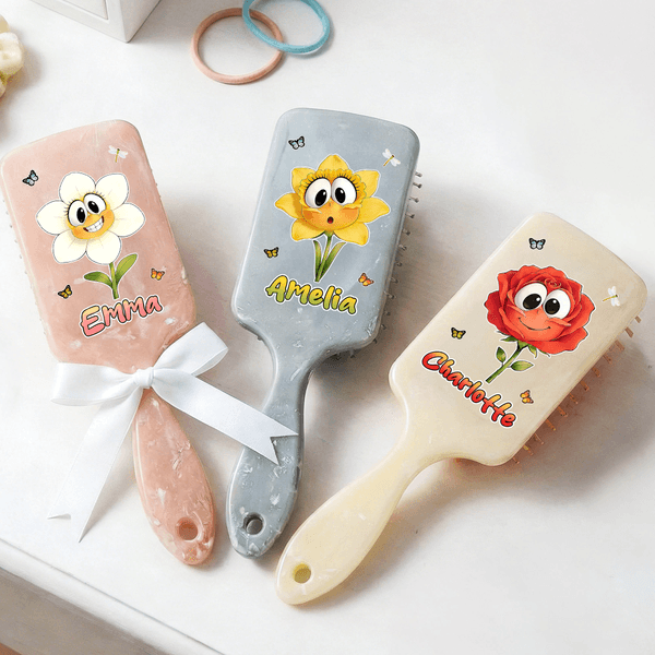 Pettine da massaggio antistatico personalizzato con nome e fiocco per anniversario, regalo di compleanno per la donna e l'amica.