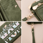 Personalized Vintage Floral PU Leather Folded Wristlet Wallet with Name and Zipper Birthday Mother's Day  Gift for Mom