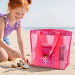 Personalizzato personaggio dei cartoni animati nascita fiore Mesh spiaggia Tote Bag con nome vacanze estive piscina regalo di compleanno per le donne ragazze