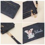 Personalized Cartoon Mom and Baby Hugging PU Leather Clutch Wristlet Wallet with Name and Initial Travel Essential Daily Use Mother's Day Gift for Mom