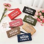 Personalized Vintage Floral PU Leather Folded Wristlet Wallet with Name and Zipper Birthday Mother's Day  Gift for Mom
