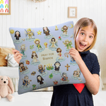 Taie d'oreiller personnalisée en forme de dessin animé des Saints du Ciel avec nom Cadeau d'anniversaire et de baptême pour les enfants chrétiens