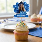 Personalisierte Multicolor Ballon Foto Design Graduierung Cupcake Topper mit Namen und Jahr Party Supplies Graduierung Zeremonie Geschenk für Absolventen