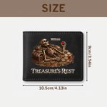 Personalized Treasure's Rest Skeleton Portable PU Leather Wallet with Name Anniversary Birthday Father's Day Gift for Men